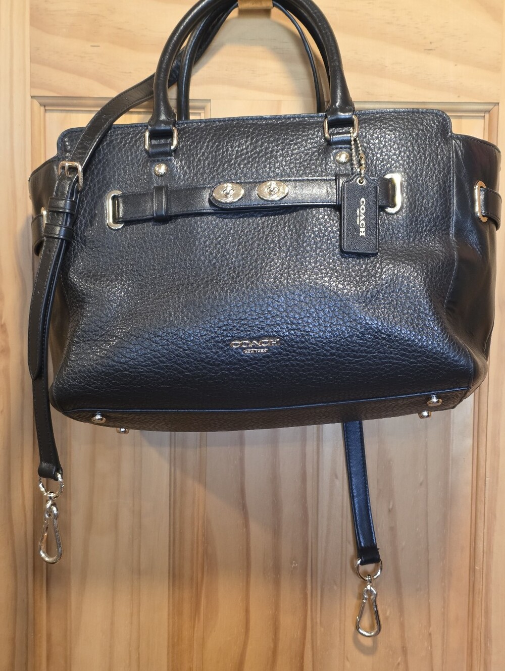 Coach Black Pebbled Leather Satchel with Removable Strap New Wothout Tags